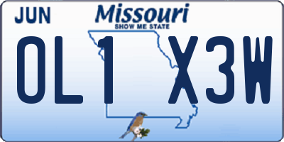 MO license plate OL1X3W