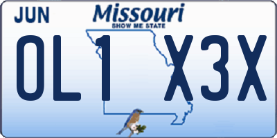 MO license plate OL1X3X