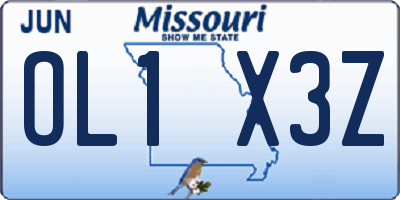 MO license plate OL1X3Z