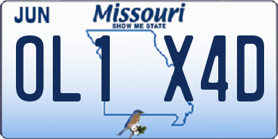 MO license plate OL1X4D