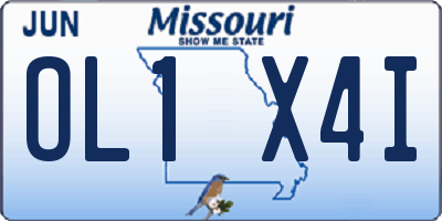 MO license plate OL1X4I
