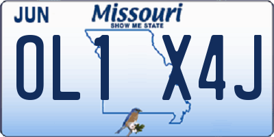 MO license plate OL1X4J