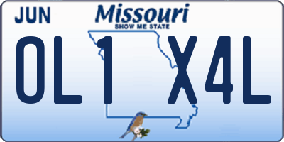 MO license plate OL1X4L