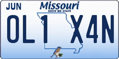 MO license plate OL1X4N