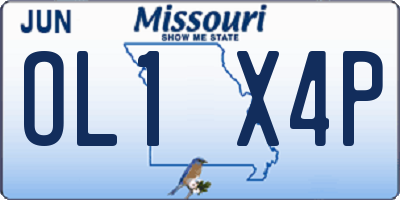 MO license plate OL1X4P