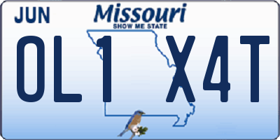 MO license plate OL1X4T