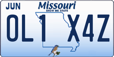 MO license plate OL1X4Z
