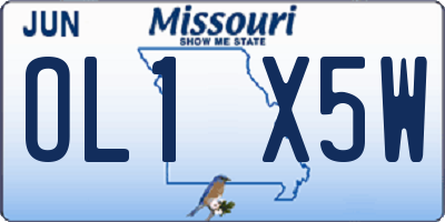MO license plate OL1X5W