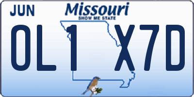 MO license plate OL1X7D