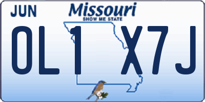 MO license plate OL1X7J