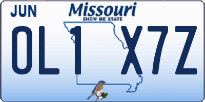 MO license plate OL1X7Z