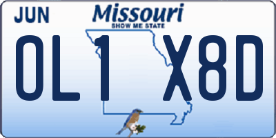 MO license plate OL1X8D