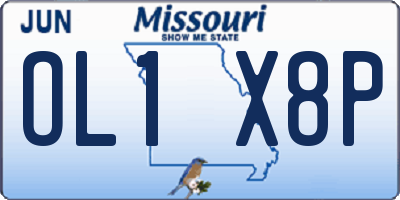 MO license plate OL1X8P