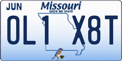 MO license plate OL1X8T