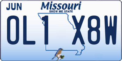 MO license plate OL1X8W