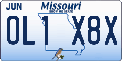 MO license plate OL1X8X