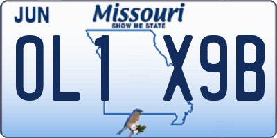 MO license plate OL1X9B