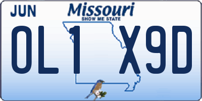 MO license plate OL1X9D