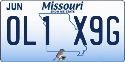 MO license plate OL1X9G