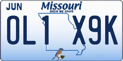MO license plate OL1X9K