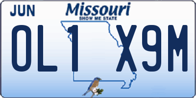 MO license plate OL1X9M