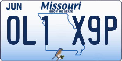 MO license plate OL1X9P