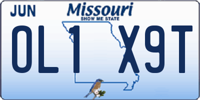 MO license plate OL1X9T