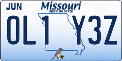 MO license plate OL1Y3Z