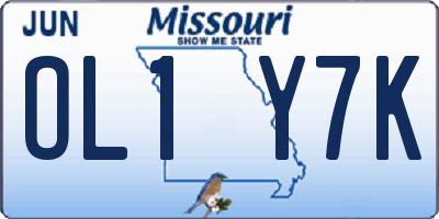 MO license plate OL1Y7K