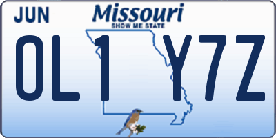 MO license plate OL1Y7Z