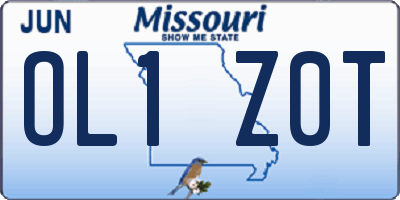 MO license plate OL1Z0T