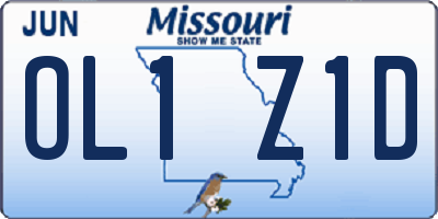 MO license plate OL1Z1D