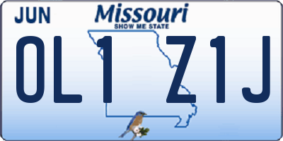 MO license plate OL1Z1J