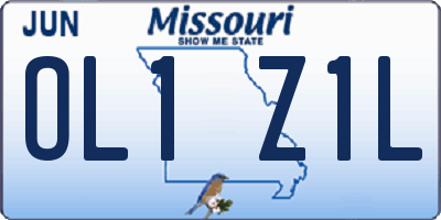 MO license plate OL1Z1L