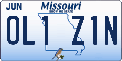 MO license plate OL1Z1N