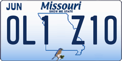 MO license plate OL1Z1O