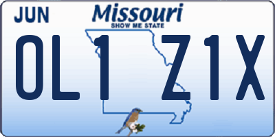 MO license plate OL1Z1X