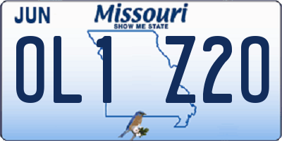 MO license plate OL1Z2O