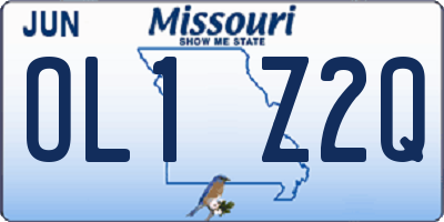 MO license plate OL1Z2Q