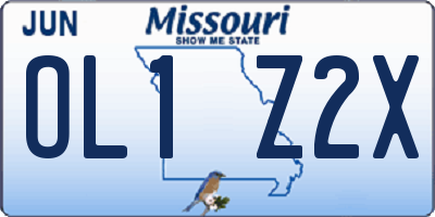 MO license plate OL1Z2X