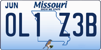 MO license plate OL1Z3B