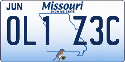 MO license plate OL1Z3C