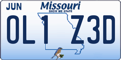 MO license plate OL1Z3D