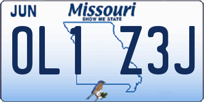 MO license plate OL1Z3J