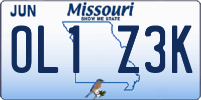 MO license plate OL1Z3K