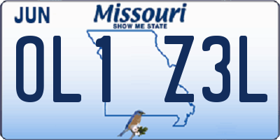 MO license plate OL1Z3L
