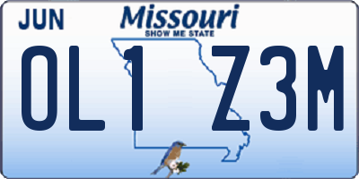 MO license plate OL1Z3M