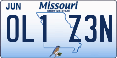 MO license plate OL1Z3N