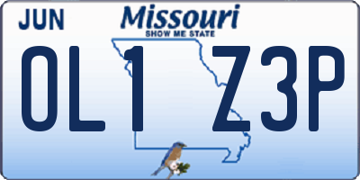 MO license plate OL1Z3P