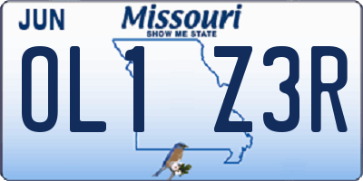 MO license plate OL1Z3R